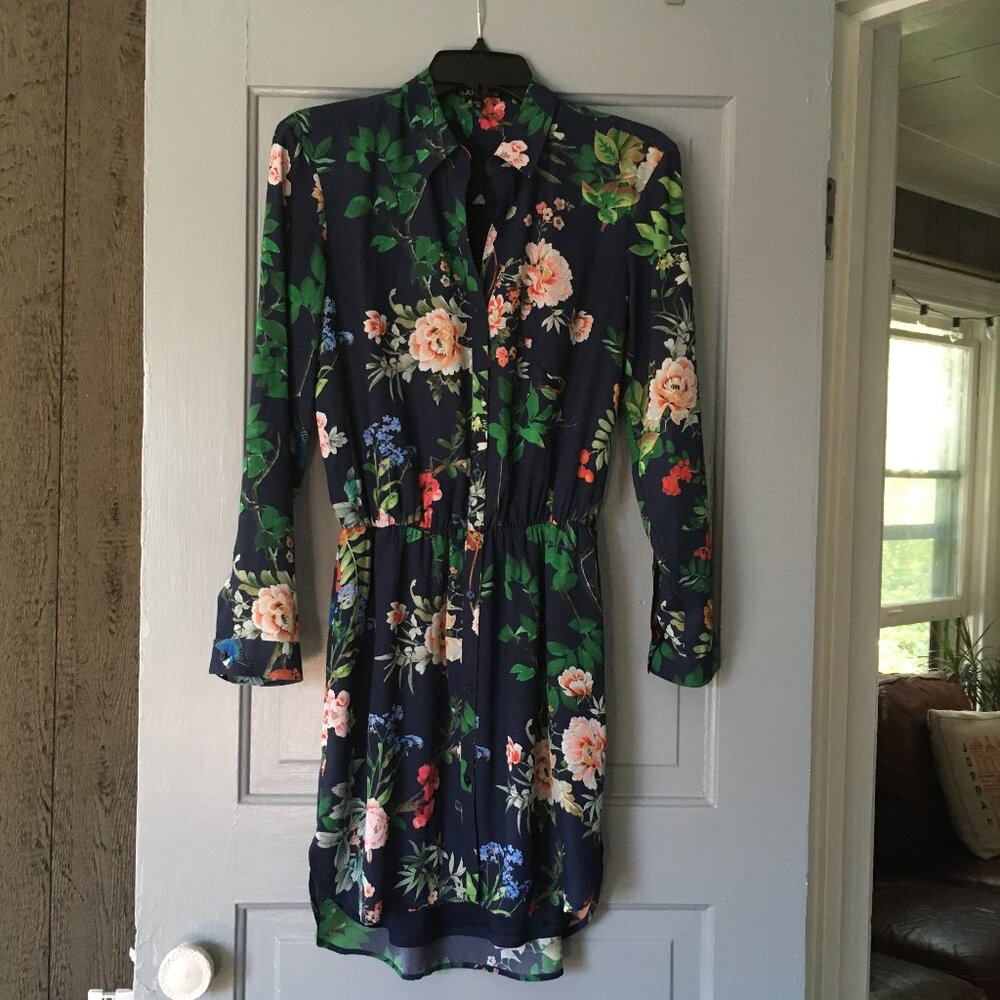 Floral Button Down Mini Dress | Like New